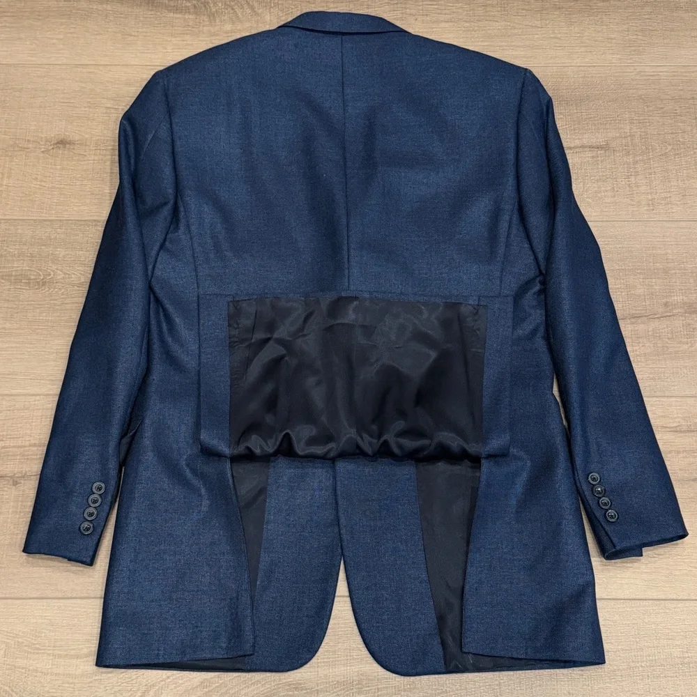 Vintage Hickey Freeman 41 Blue Blazer 3 Button Jacket Sport Coat Wool Silk Lined